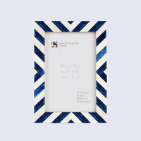 Blue White Chevron Bone Inlay Picture Frame 4x6 5x7 8x10