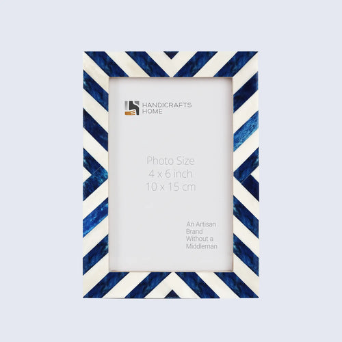 Blue White Chevron Bone Inlay Picture Frame 4x6 5x7 8x10