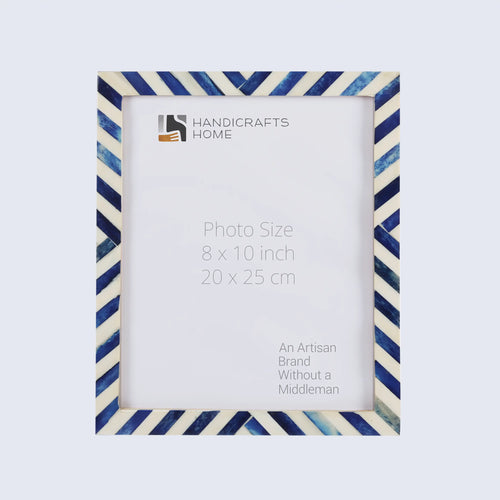 Blue White Chevron Bone Inlay Picture Frame 4x6 5x7 8x10
