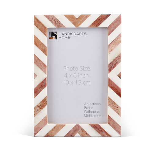 Brown White Chevron Bone Inlay Picture Frame 4x6 5x7 8x10