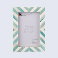 Green White Chevron Bone Inlay Picture Frame 4x6 5x7 8x10