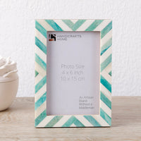 Green White Chevron Bone Inlay Picture Frame 4x6 5x7 8x10