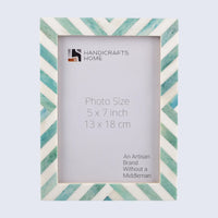 Green White Chevron Bone Inlay Picture Frame 4x6 5x7 8x10