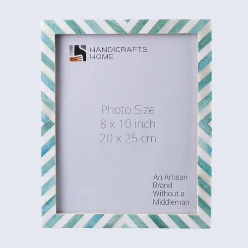 Green White Chevron Bone Inlay Picture Frame 4x6 5x7 8x10