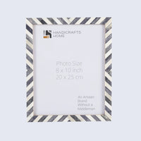 Grey White Chevron Bone Inlay Picture Frame 4x6 5x7 8x10