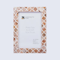 Picture Frame Moroccan Pattern Collection Bone & Resin Inlay Brown-3 Sizes