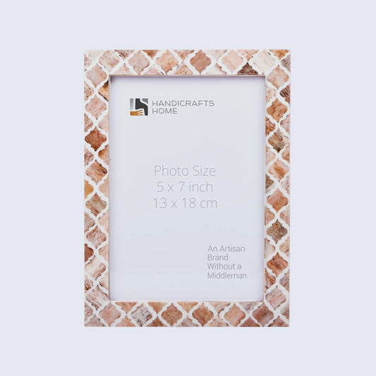 Picture Frame Moroccan Pattern Collection Bone & Resin Inlay Brown-3 Sizes