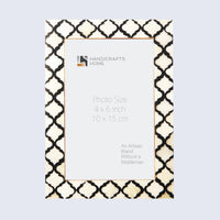 Picture Frame Moroccan Pattern Collection Bone & Resin Inlay Black White - 3 Sizes
