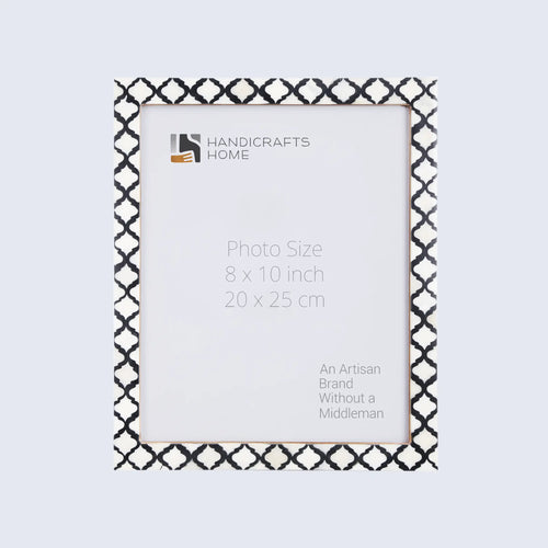Picture Frame Moroccan Pattern Collection Bone & Resin Inlay Black White - 3 Sizes