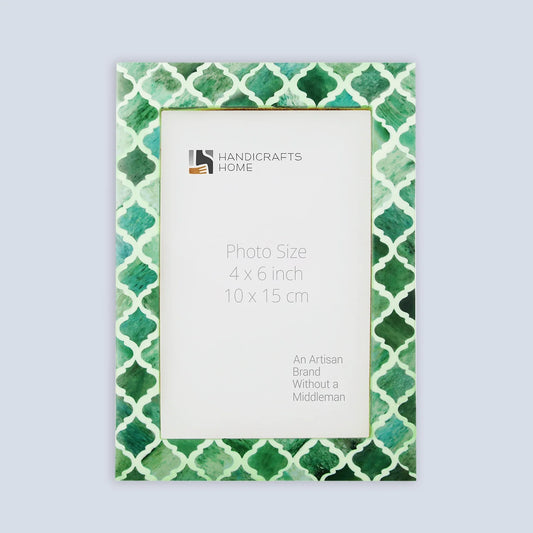 Picture Frame Moroccan Pattern Collection Bone & Resin Inlay Green – 3 Sizes