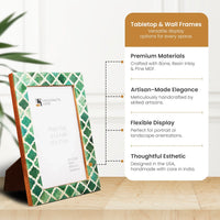 Picture Frame Moroccan Pattern Collection Bone & Resin Inlay Green – 3 Sizes