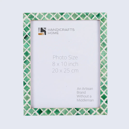 Picture Frame Moroccan Pattern Collection Bone & Resin Inlay Green – 3 Sizes
