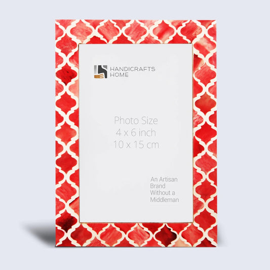 Picture Frame Moroccan Pattern Collection Bone & Resin Inlay Red – 3 Sizes