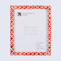Picture Frame Moroccan Pattern Collection Bone & Resin Inlay Red – 3 Sizes