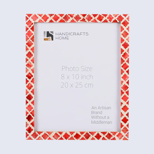 Picture Frame Moroccan Pattern Collection Bone & Resin Inlay Red – 3 Sizes