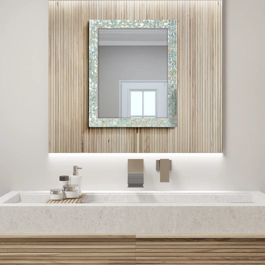 Make To Order Mother Of Pearl Green Mirror in 7 Sizes