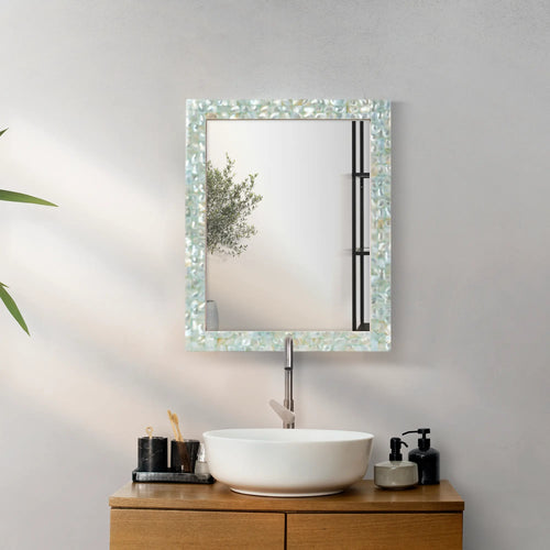 Mother of Pearl Mirror Frame with Mirror, Green, 18" x 24" (Made-to-Order)