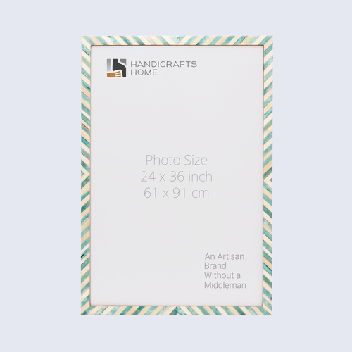 Poster Frames Chevron Collection Bone Inlay, Green, 6 Sizes