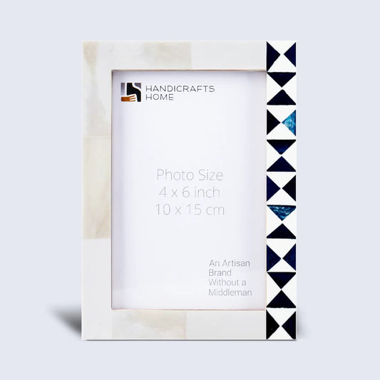 Picture Frame Indigo Mosaic Collection Bone Inlay White & Blue – 4x6 & 5x7"