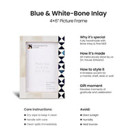 Picture Frame Indigo Mosaic Collection Bone Inlay White & Blue – 4x6 & 5x7"