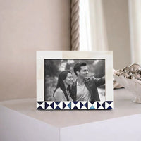 Picture Frame Indigo Mosaic Collection Bone Inlay White & Blue – 4x6 & 5x7"