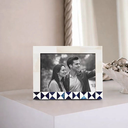 Picture Frame Indigo Mosaic Collection Bone Inlay White & Blue – 4x6 & 5x7"