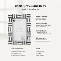 Grey Bone Inlay Grid Block Decor Picture Frame 4x6 5x7
