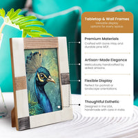 Picture Frame Neutral Patchwork Collection Horn, Bone & Wood Multi-Tone – 4x6 & 5x7"