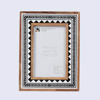 Picture Frame Geometric Collection Wood & Resin Inlay Black & White – 4x6 & 5x7"
