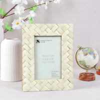 Picture Frame Braided Pattern Collection Bone Inlay White – 4x6 & 5x7"