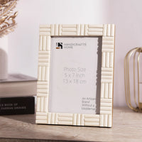 Picture Frame Brick Pattern Collection Bone Inlay White – 4x6 & 5x7"