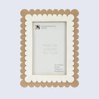 Picture Frame Petal Scallop Collection Bone Inlay White & Brown – 4x6 & 5x7"