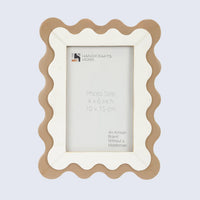 Scalloped Resin Inlay Picture Frame, Brown & White