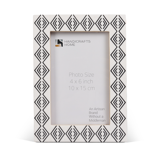 Black White Resin Inlay Diamond Arts Picture Frame 4x6 5x7