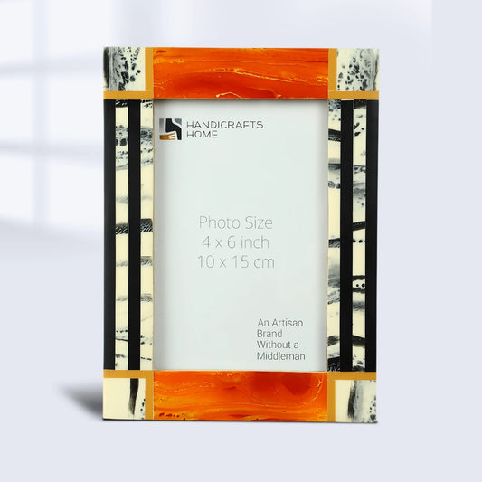 Picture Frame Abstract Ink Collection Resin Inlay Orange – 4x6 & 5x7"