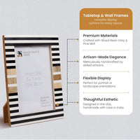 Picture Frame Stripewood Collection Wood & Resin Inlay Black & White – 4x6 & 5x7"