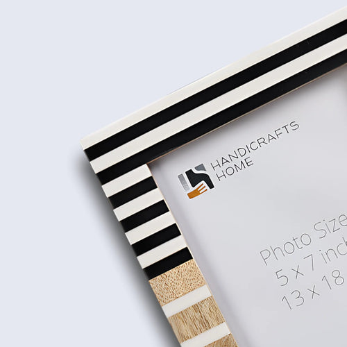 Picture Frame Stripewood Collection Wood & Resin Inlay Black & White – 4x6 & 5x7"