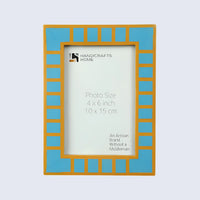 Picture Frame Classic Block Stripe Collection Resin Inlay, Turquoise – 4x6 & 5x7