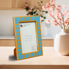 Picture Frame Classic Block Stripe Collection Resin Inlay, Turquoise – 4x6 & 5x7