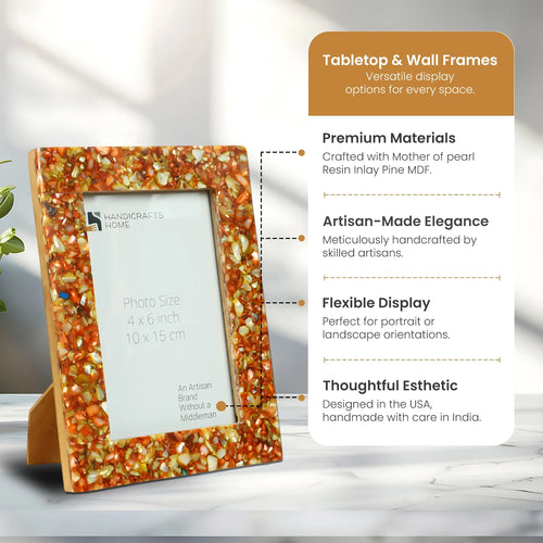Picture Frame Crush Collection Mother of Pearl & Resin Inlay 4 Colors – 4x6"