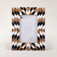 Black White Aztec Geometric Wood Resin Picture Frame 4x6 5x7