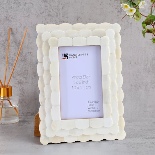 Ivory White Scallop Bone Inlay Frame 4x4 4x6 5x7 Decor