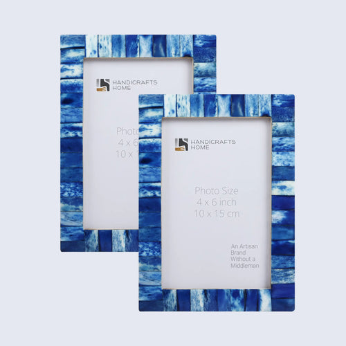 Picture Frame Classic Pattern Collection Resin Inlay Blue Pack of 2 – 3 Sizes