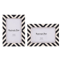 Candy Cane Liquorice Twist Resin Inlay Picture Frame, Black - White, 3 Sizes (Set of 2)