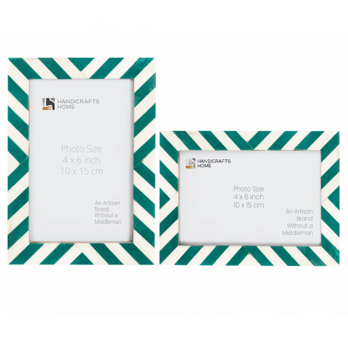 Candy Cane Mint Resin Inlay Picture Frame, Green - White, 3 Sizes (Set of 2)