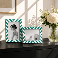 Candy Cane Mint Resin Inlay Picture Frame, Green - White, 3 Sizes (Set of 2)