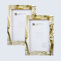 Picture Frame Deco Marble Collection Resin & Brass Inlay Classic Marble Finish – 3 Sizes (Pack of 2)