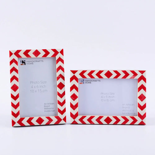 Picture Frame Set of 2 Red White Resin Inlay 4x6 5x7 8x10