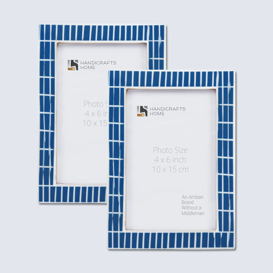 Picture Frame Manhattan Subway Collection Resin Inlay Blue,White – 3 Sizes (Pack of 2)