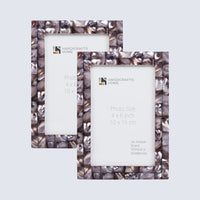 Picture Frame Mother of Pearl Collection Mother of Pearl Dark Grey Pack of 2 -3 sizes